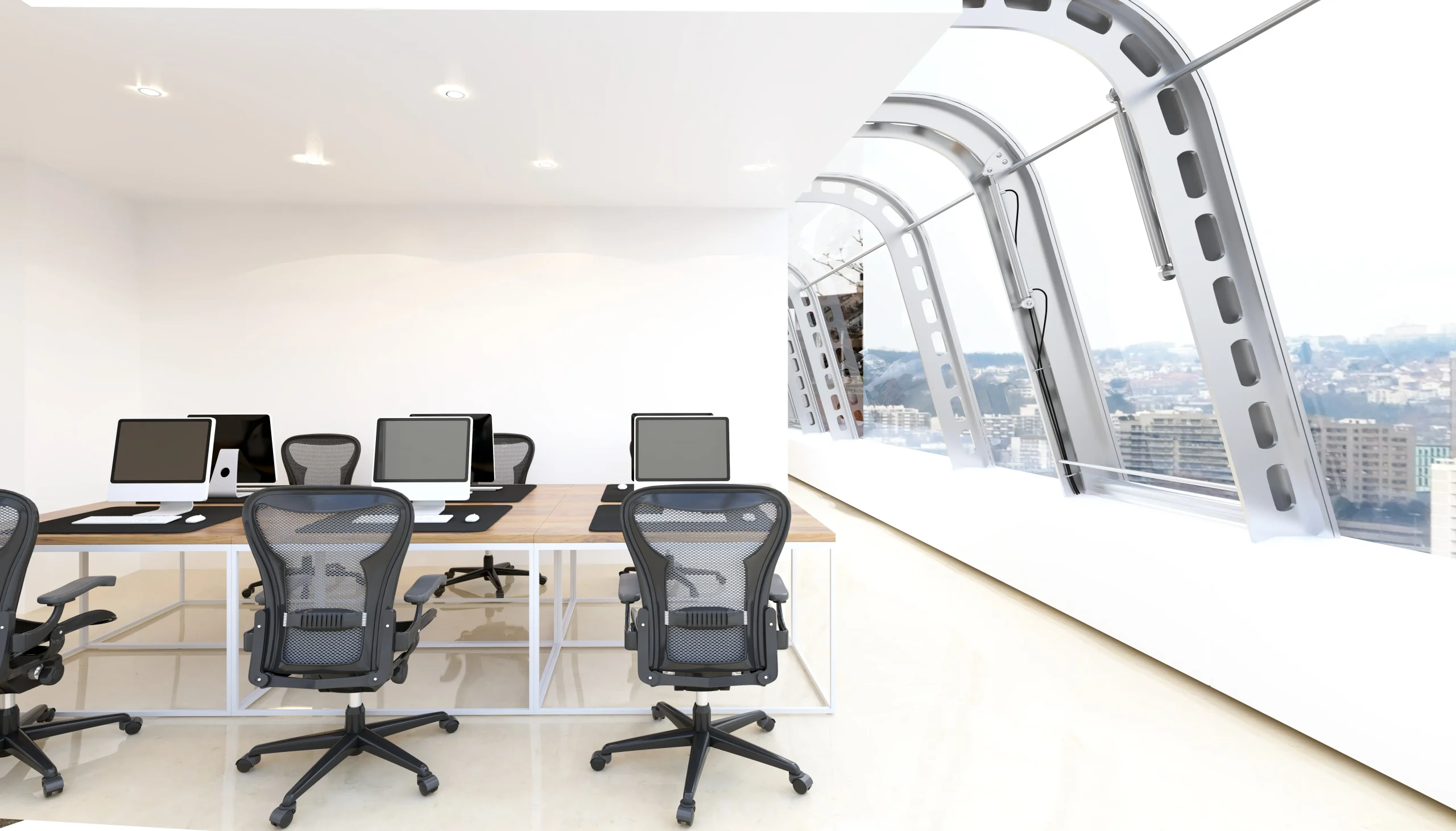 Espacio de trabajo con sillería ergonómica